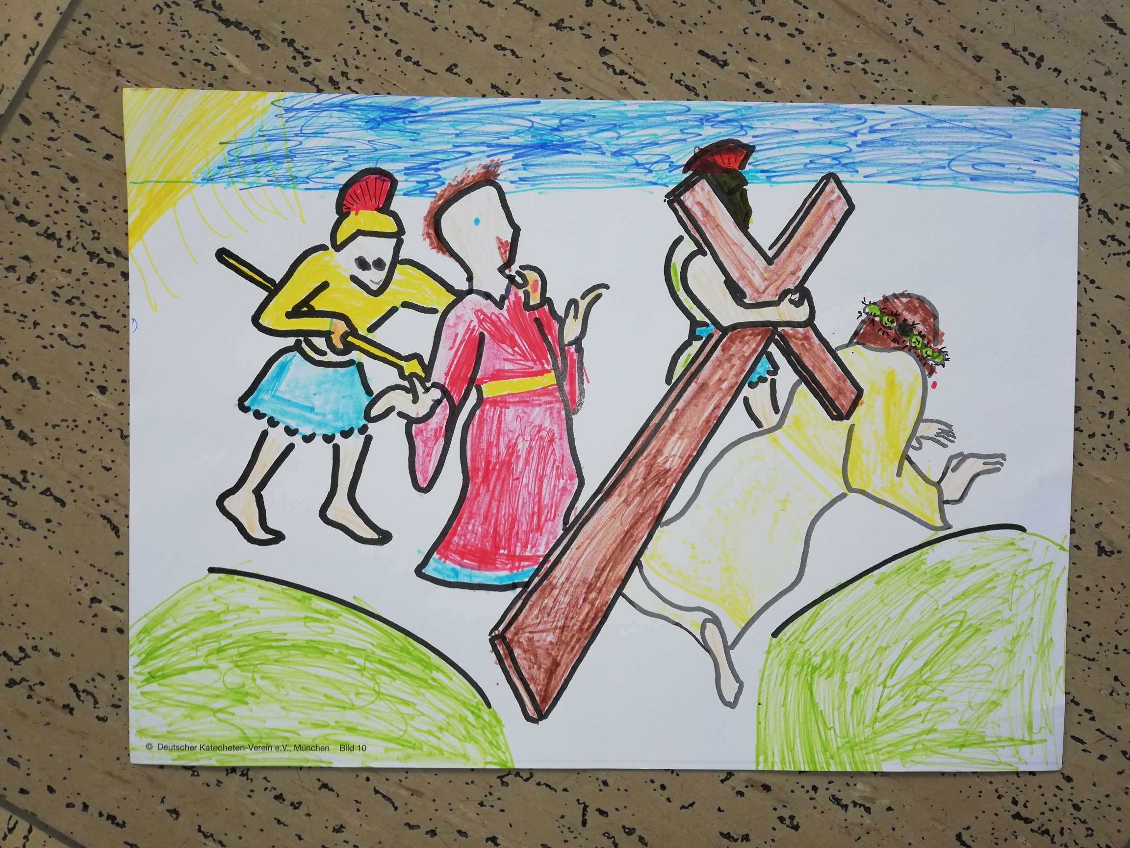 13. Simon von Zyrene hilft Jesus das Kreuz tragen